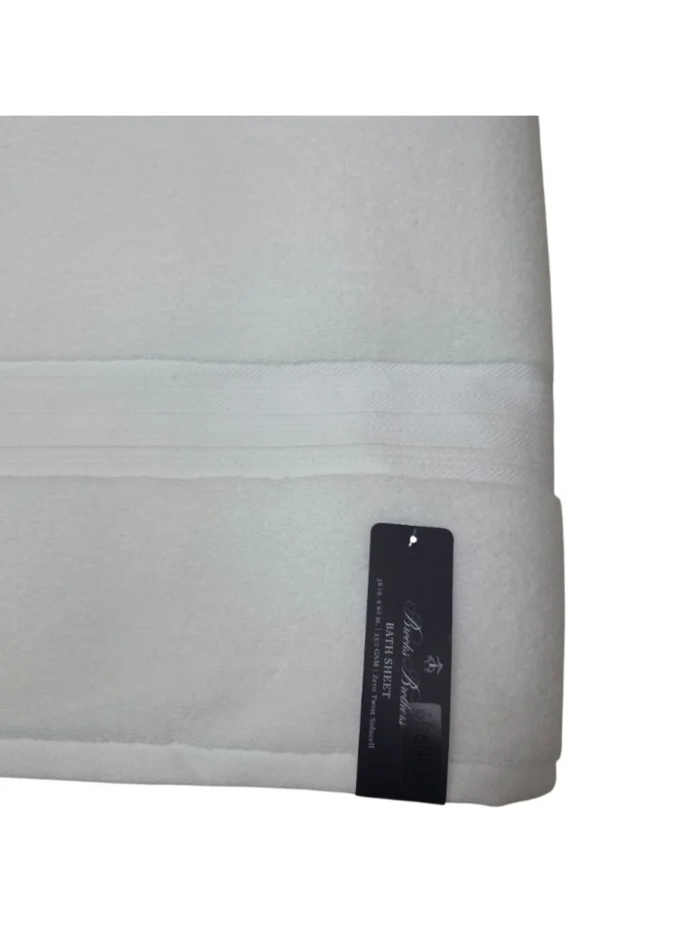 Brooks Brothers White Bath Sheet Towel Oversized Zero Twist Solucell 36